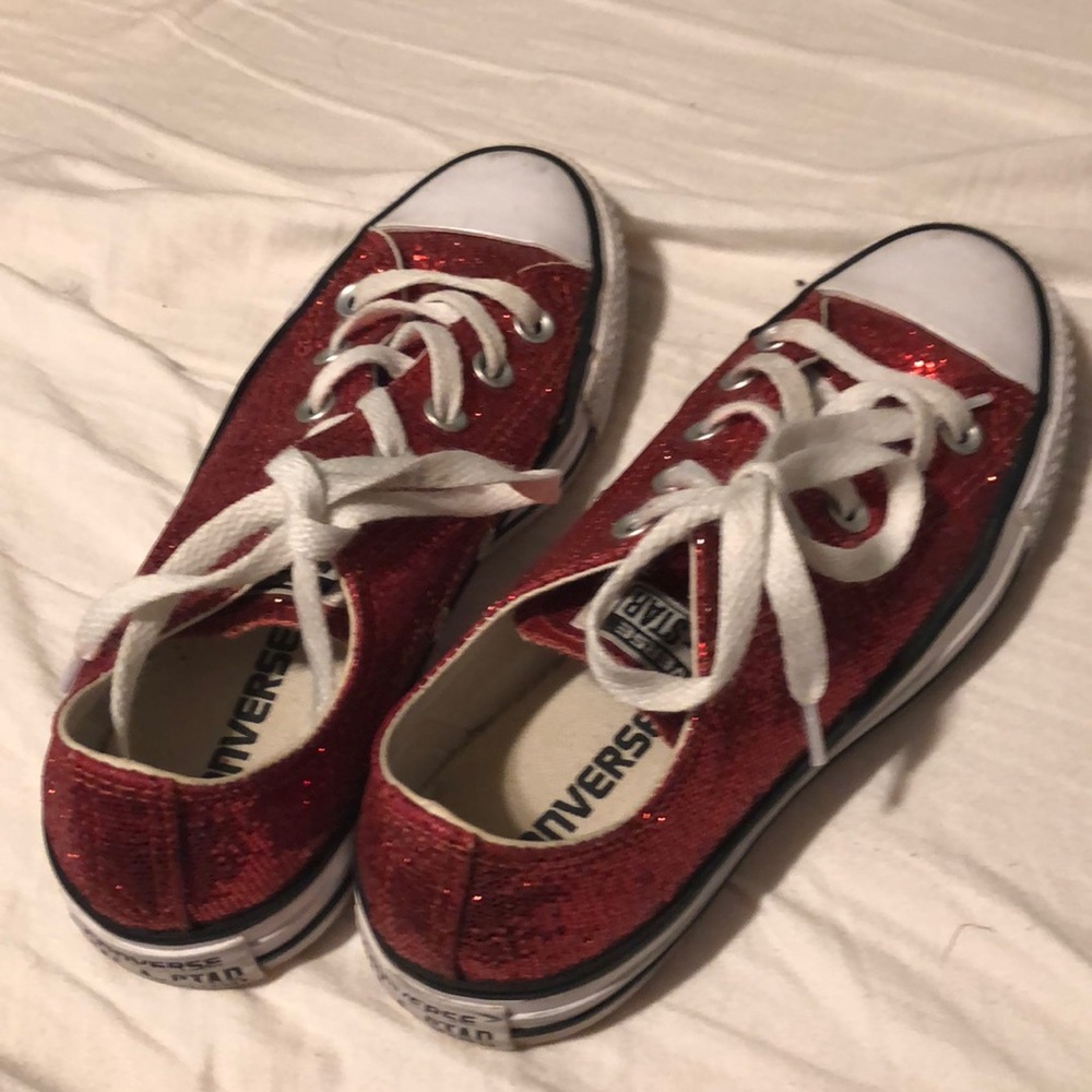 Red glitter converse